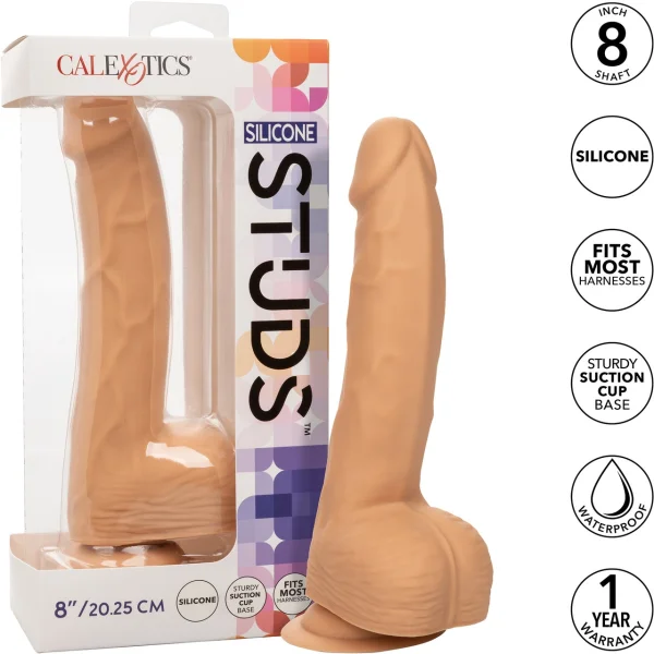 Silicone Studs Realistic 8" Suction Cup Dildo - Vanilla