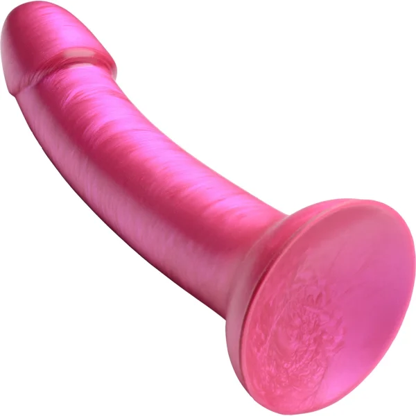 Strap U G-Tastic Silicone 7" G-Spot Dildo With Suction Cup Base - Metallic Pink
