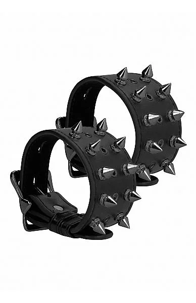 Ouch! Skulls And Bones Handcuffs With Spikes Black