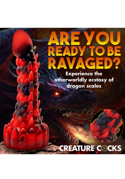 Demon Rising Scaly Dragon 8" Silicone Suction Cup Dildo By Creature Cocks