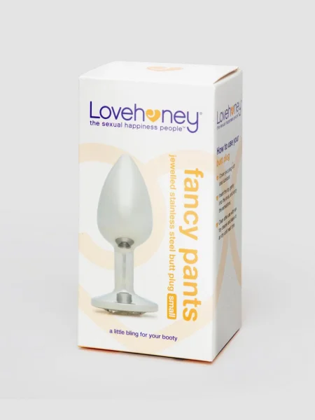 Lovehoney Luxury Crystal Stainless Steel Silver Butt Plug 2.5 Inch
