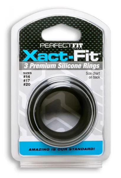 Perfect Fit Xact-Fit Silicone Cock Rings 3-Packs Incremental Sizes