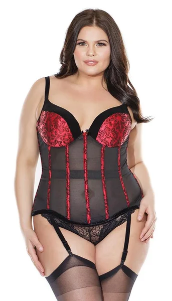 Elegant Push Up Bra Bustier With Sexy Red Floral Detailing — image 12 of 13