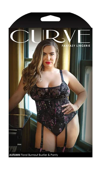 Flirty Autumn Floral Burnout Bustier & Panty Set — image 10 of 10