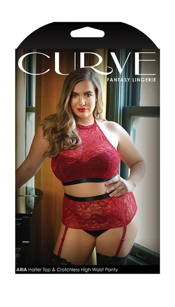Elegant Lace Halter Top & Crotchless High Waist Panty — image 9 of 9