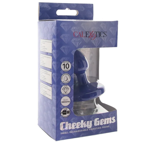 Cheeky Gems Silicone Rechargeable Vibrating Small Anal Probe By CalExotics - Blue
