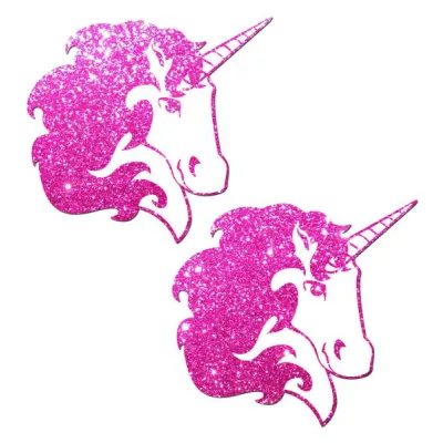 Unicorn Hot Pink Glitter On White Pasties O S