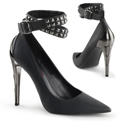 4 1 2 inches Chrome Lightning Bolt Heel Ankle Strap Pump