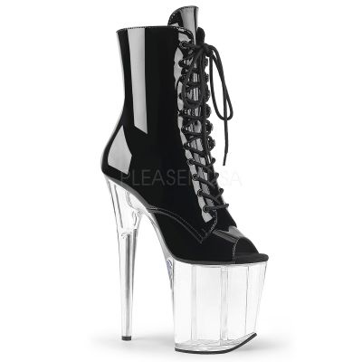 8 inches Heel 4 inches PF Peep Toe Lace Up Ankle Boot Side Zip