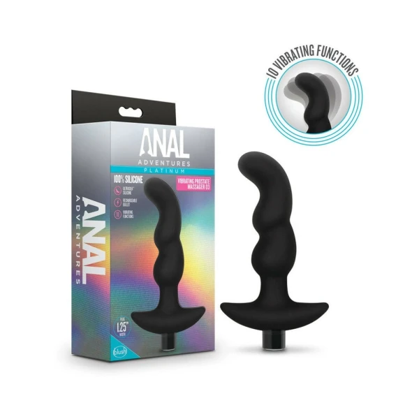 Blush Anal Adventures Platinum Silicone Vibrating Prostate Massager 03 - Black