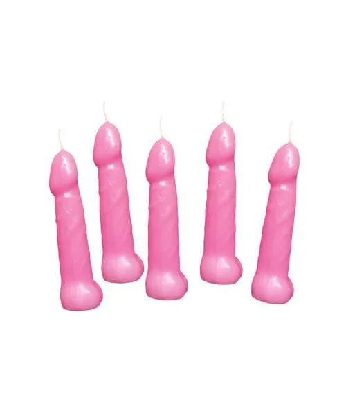 Bachelorette Pecker Party Pink Candles 5pk