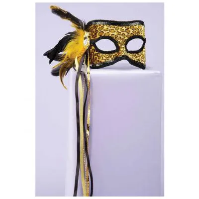 Venetian Mask Feathers Beads Leopard