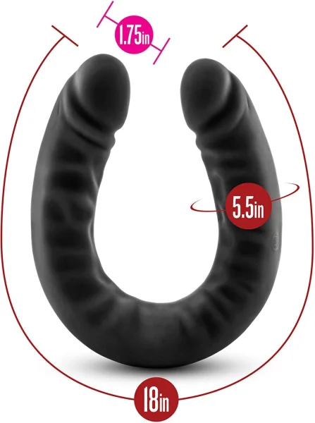 18" Slim Double Sided Dildo in Black