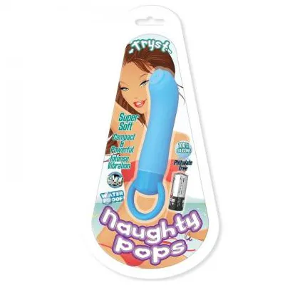 NAUGHTY POPS TRYST VIBRATOR 100 SILICONE BLUE WATERPROOF