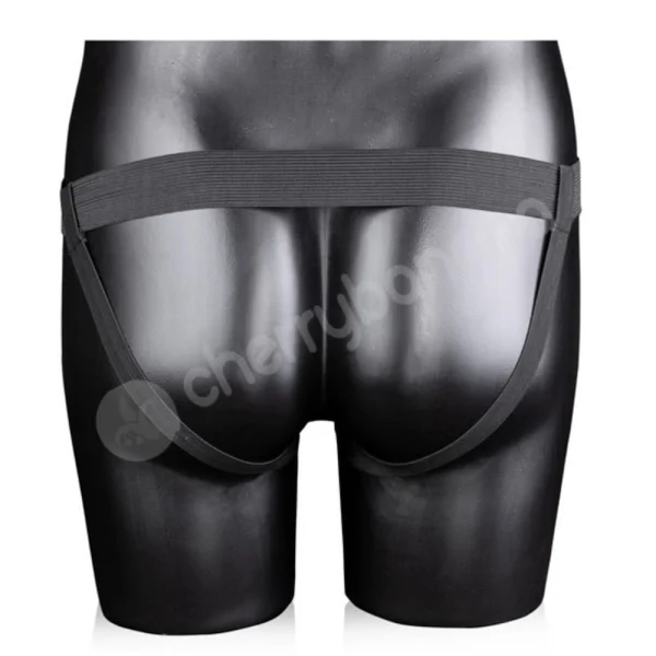 Ouch! Smooth Black 8" Curved Hollow Strap-On Adjustable Set