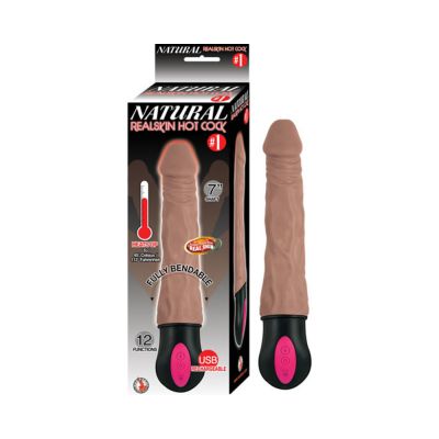 Natural Realskin Hot Cock 1 Fully Bendable 12 Function Usb Cord Included Waterproof Brown