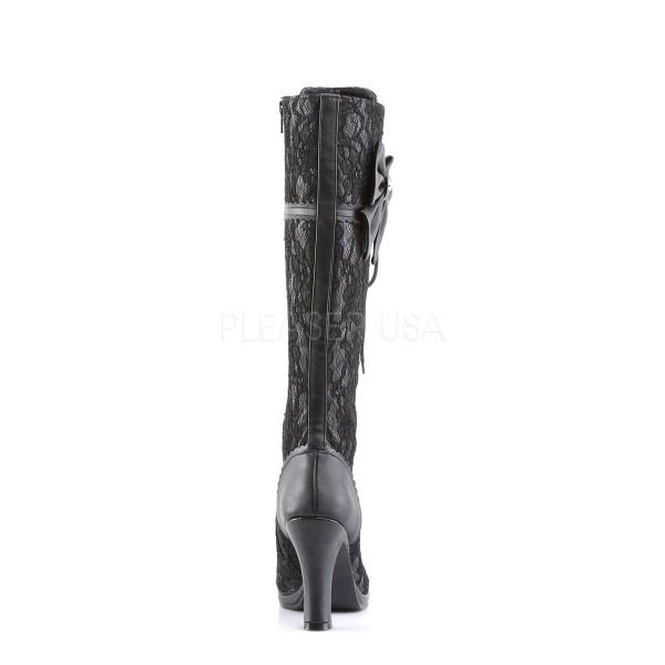 GLAM-240 - 3 3/4" Heel Goth Lolita Lace-Up Knee BT W/ Bow Mini P/F
