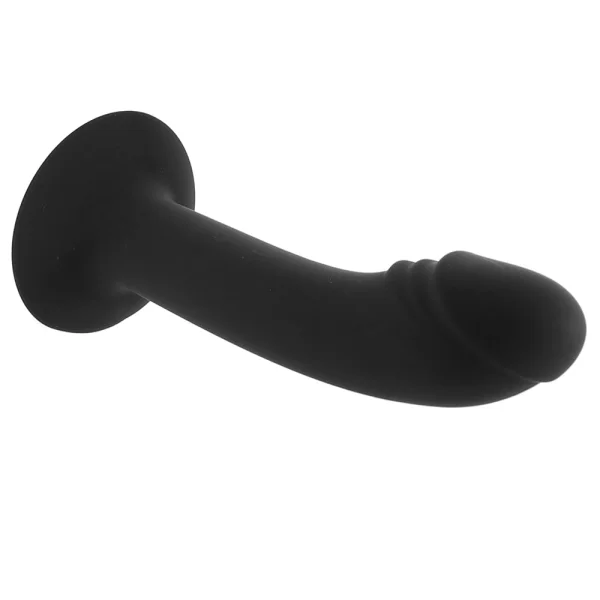 Silicone Curved Anal Stud Suction Cup Dildo By CalExotics - Black