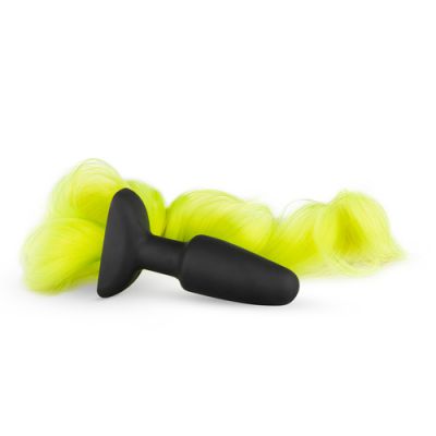 Silicone Butt Plug With Tail Yellow