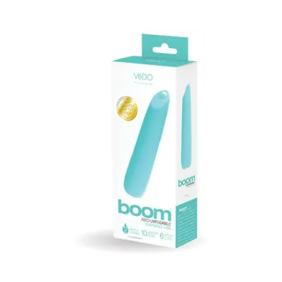 Classic Vibrators Vedo Boom Rechargeable Warming Silicone Slimline Vibrator Turquoise