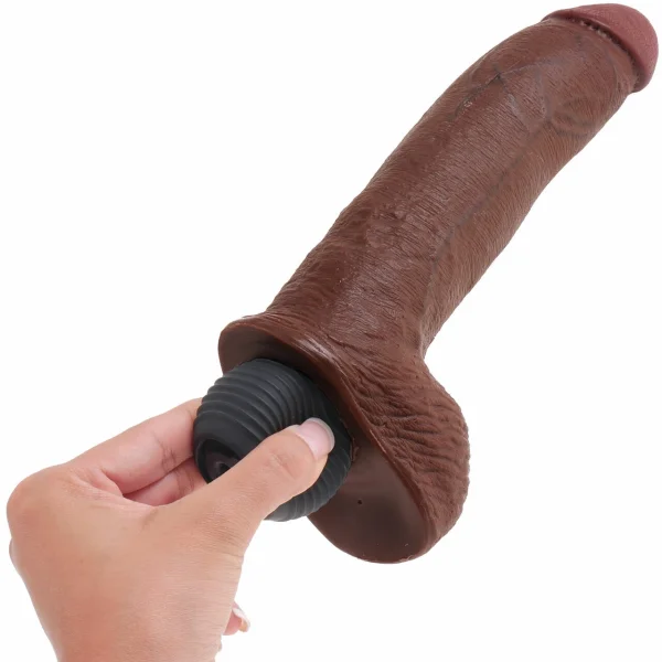 King Cock 9" Squirting Cock With Balls - Chocolate