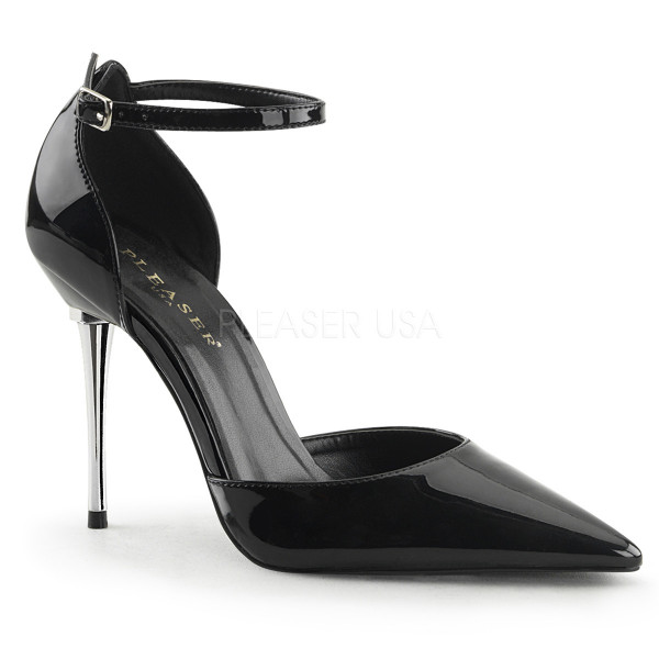 4 inches Metal Stiletto Heel Ankle Strap Pointed Toe d\'Orsay Pump — image 13 of 16