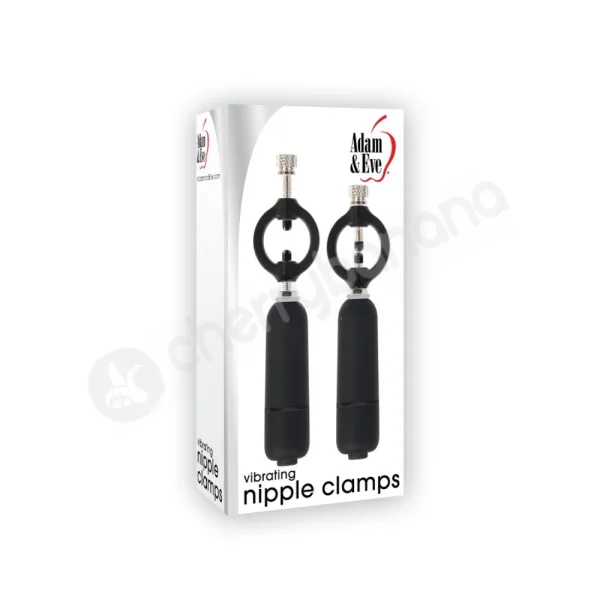Adam & Eve Black Vibrating Nipple Clamps