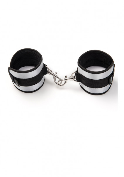 Totally His Soft Handcuffs - Black/Silver - Bondage Handcuffs