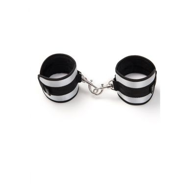 Totally His Soft Handcuffs Black Silver Bondage Handcuffs