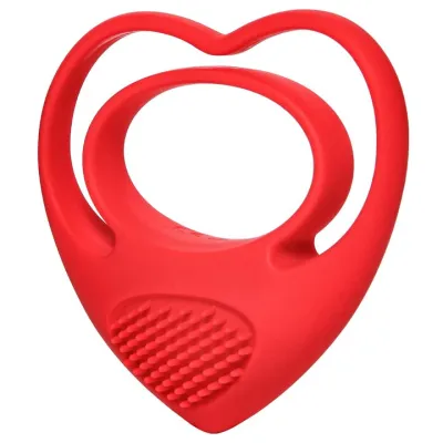 Bondara I Heart U Red 10 Function Vibrating Double Cock Ring