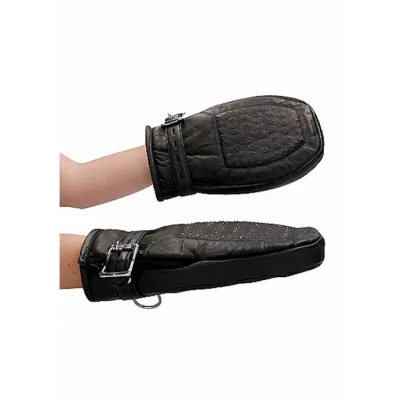 Bondage Mittens Padded With Metal Teeth black