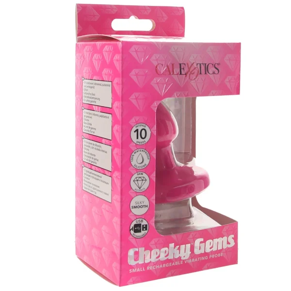 Cheeky Gems Silicone Rechargeable Vibrating Small Anal Probe By CalExotics - Pink