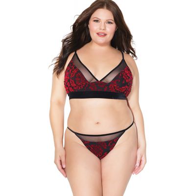 Coquette Love Note Damask Mesh Bra with Panty