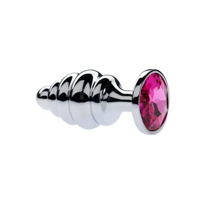 Kink Range Alloy Gemmed Butt Plug 3 7 Inch Pink Large