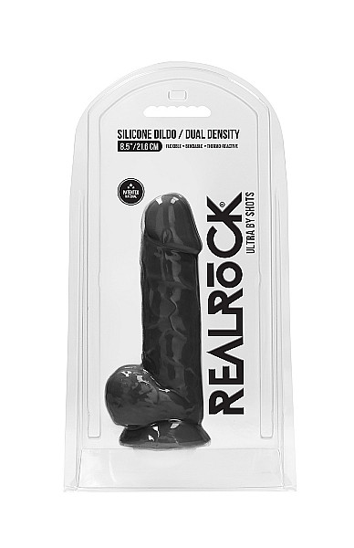 Silicone Dildo With Balls - Black