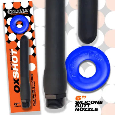 Oxshot Butt Nozzle Shower Hose 6 Inch Black Blue
