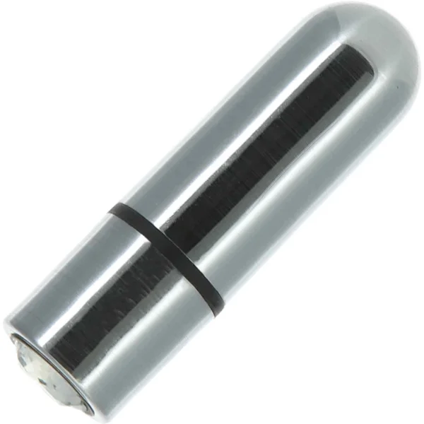 PowerBullet First Class Mini Bullet Vibrator With Crystal Button & Key Chain Pouch - Silver