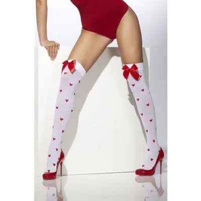 Stockings With Bows and Hearts White