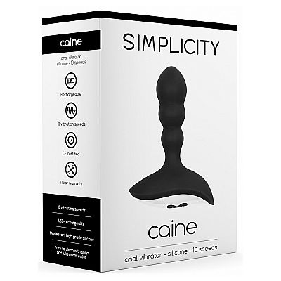 Caine Anal Vibrator Silicone 10 Speed Black