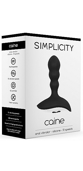 Caine Anal Vibrator Silicone 10 Speed Black