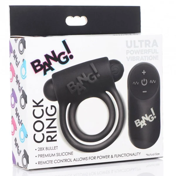 Bang Black Silicone Remote Control Vibrating Cock Ring and Bullet — image 6 of 6
