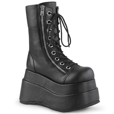 4 1 2 inches Tiered PF Lace Up Mid Calf Boot Inner Outer Zip