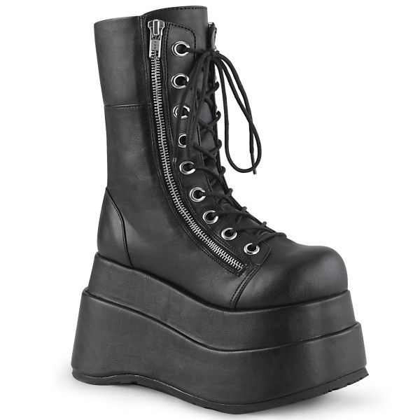 4 1/2 inches Tiered PF Lace-Up Mid-Calf Boot, Inner & Outer Zip