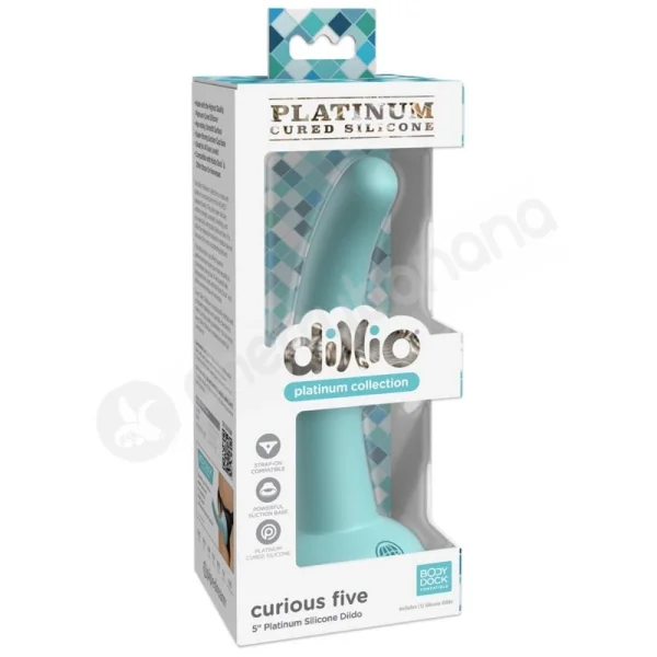 Dillio Platinum Curious Five 5" Teal Silicone Dildo With Suction Cup Body Dock Compatible Base