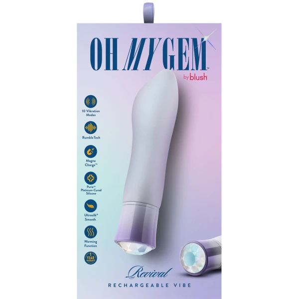 Oh My Gem Revival Rechargeable Waterproof Silicone Warming Vibrator By Blush - Opal