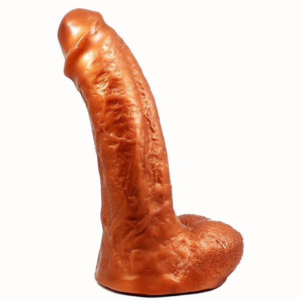 SquarePegToys® Mel SuperSoft Bronze Silicone Dildo with Balls - 3 Sizes