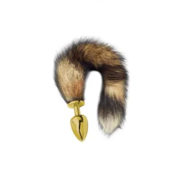 Artemis Large Gold Plug with Long Brown Tail