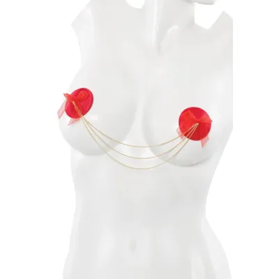Red Bow Gold Chain Pasties