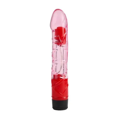 9 Inch Clear Colurful Vibrator Red 9 Inch