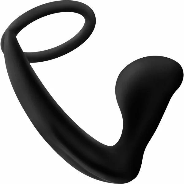 Platinum Cock Ring Plug in Black by Anal Adventures